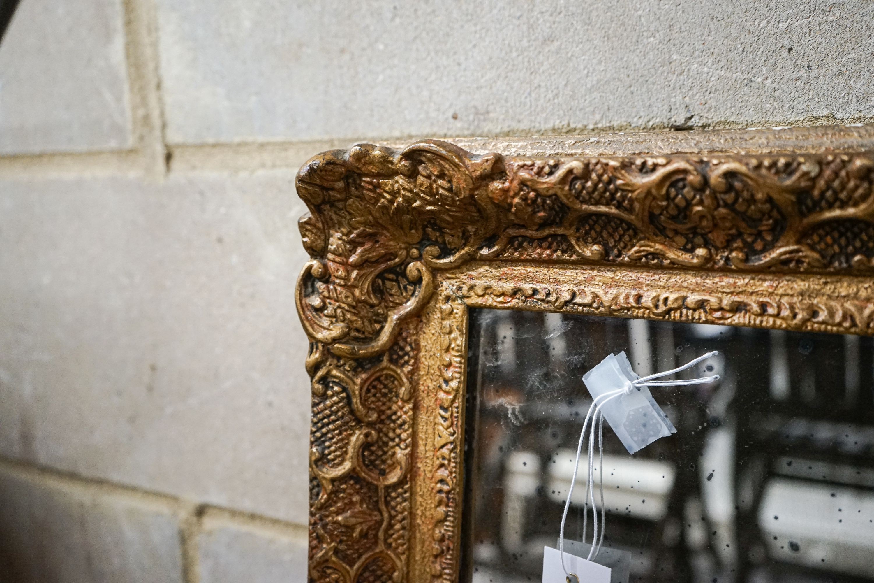 A large Victorian style rectangular wall mirror, width 188cm, height 138cm